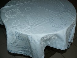 Beautiful light blue floral tolamas patterned damask tablecloth