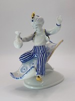 Hollóházi Aladdin figura kék-arany festéssel