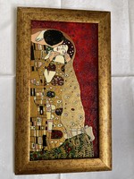 Dreamy picture of Gustav Klimt /kiss/ on glass fire enamel