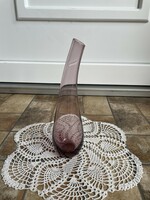 Gyönyörű 24.5 cm magas váza lila érdekes formájú díszüveg
