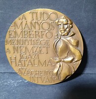 Róbert Csíkszentmihályi: istván Széchenyi, mta 1975 - marked bronze plaque