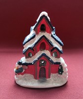 Karácsonyi kőporcelán mécsestartó házikó ház dekoráció mécses falu