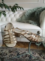 Isella 40s, retro, gold, genuine leather, casual, vintage sandals 1970