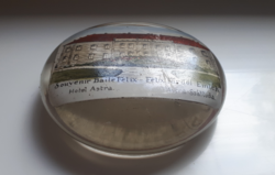 Antik Félix fürdő - Astra szálloda fújt üveg levélnehezék 9.5 cm