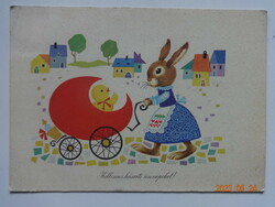 Régi grafikus húsvéti képeslap - Boór Vera rajz