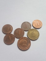 1-2-5 Pfennig 1970 - 1990 ! 7 Pieces !!!
