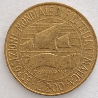 1992. Olaszország 200 Líra. a Genovai Bélyegkiállítás (710)