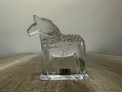 Lindshammar svéd jégüveg szobor : Dala ló. Gyűjteménybe való vitrines darab.