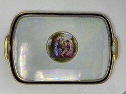 Mz austria Austrian antique iridescent and cobalt blue large porcelain tray with antique scene