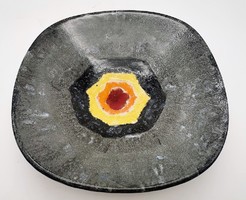 Huge, monumental-sized Kerezsi pearl wall plate, plate, 37 cm, marked, applied arts ceramics