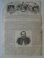 S0565 József sárközy - rév-komárom 1802-1867 - woodcut and article - 1867 newspaper front page