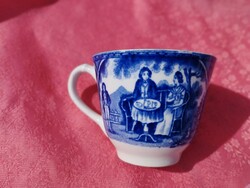 Antik, Holland, jelenetes, porcelán kávés csésze