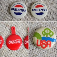 Jelvény , kitűző , USA , Coca-cola , PEPSI , retro , 8 db.