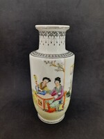 Kínai kézzel festett váza, 20,5 cm