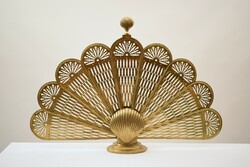 Rare Mid Century 60's Peacock Fireplace Grate / Baffle / Ballast / Retro Copper / Shell