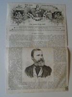 S0577 Klapka György tábornok - Temesvár   - fametszet és cikk -1867-es újság címlapja