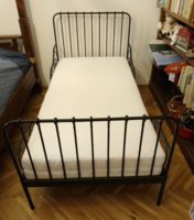Egyszemélyes IKEA Minnen kovácsoltvas állítható fémvázas gyerek ágy ágyrács REVOTICA kókusz matrac