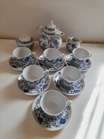 Czech onion pattern porcelain tea set, bohemia inglazed