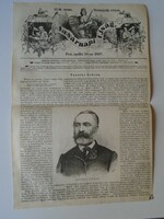 S0575 tanárky gedeon - Nagykőrös - woodcut and article - 1867 newspaper front page