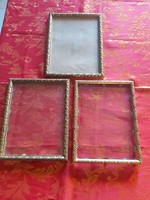 3 antique gilded picture frames with original glass