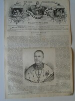 S0571 LONOVICS József  kalocsai érsek  -   Makó  - fametszet és cikk -1867-es újság címlapja
