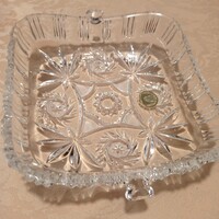 Crystal glass serving bowl, heavy, thick-walled