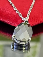 Beautiful silver necklace and pendant with a large zirconia stone