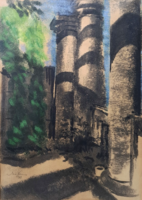 Makrisz zizi (1924-2014): colonnade (pastel, with frame)