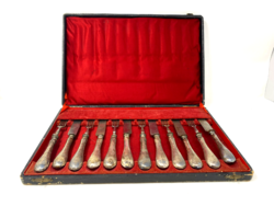 12 pcs (6+6) antique marked silver fork and knife set with its own box cz