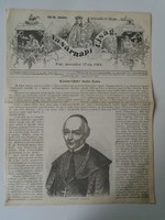 S0620 Kászon-ujfalvi Szabó János Nyárádköszvényes  -apát  - fametszet és cikk-1861-es újság címlapja