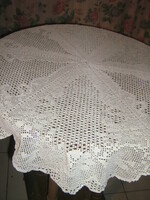 Dreamy white handmade crochet floral round lace tablecloth