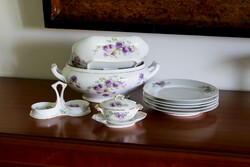 Hüttl tivadar damaged porcelains + with the same pattern, flawless side dish and soup (without lid).