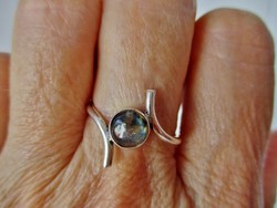 A wonderful silver ring with a rare polished labradorite