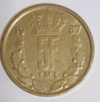 Luxemburg 5 Francs 1987  (127)