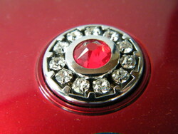 Compact round pocket mirror decorated with Swarovski stones