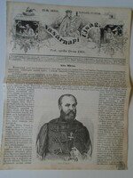 S0600 Nemeskéri Kiss Miklós honvéd  ezredes  - fametszet és cikk-1861-es újság címlapja