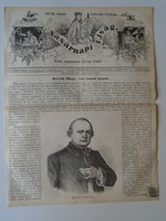 S0611 Mihály Szentes Horváth - Bishop of Csánád, Deputy Minister - woodcut and article - 1861 newspaper front page