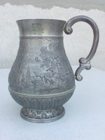 Tin jug - old - marked