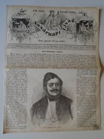 S0590  Gróf Barkóczy János -Barkóc  Vas vm - fametszet és cikk -1861-es újság címlapja