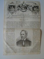 S0586    Almási Balogh Pál - Nagybarca  -  fametszet és cikk -1867-es újság címlapja