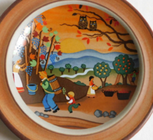 Vintage smf schramberg bowl with a naive autumn scene by Barbara Fürstenhöfer - 13 cm