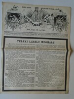 S0601 Count László Teleki's death news, Jókai Mór article - woodcut and article-1861 newspaper front page