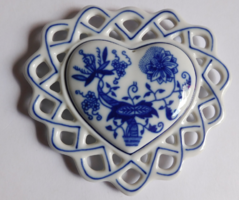 Szív alakú porcelán hagymamintás vintage függődísz