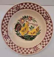 A decorative plate with the inscription Good morning, rooster, folk raven house ceramic decorative plate