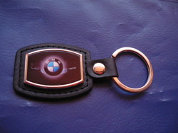 Bmw (car) metal key ring on a leather base