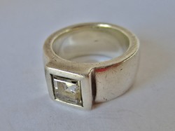 Special handcrafted silver ring with a large white stone