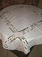 Beautiful and elegant embroidered tablecloth with lace stitching
