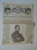 S0595 Count László Teleki, politician, writer, abony - woodcut and article - 1861 newspaper front page