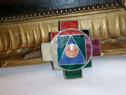 Old enameled silver pendant, also a brooch