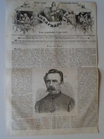 S0583  Petzval Ottó   egyetemi tanár   Késmárk - Kassa - fametszet és cikk -1867-es újság címlapja